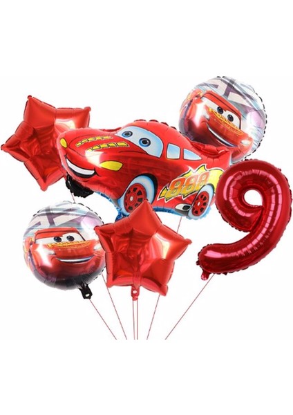 Cars Arabalar Şimşek Mcqueen Yarış Arabası Rakam Konsept Yaş Balon Doğum Günü Set Yaş Balon Set