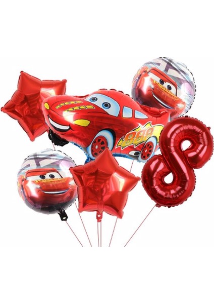 Cars Arabalar Şimşek Mcqueen Yarış Arabası Rakam Konsept Yaş Balon Doğum Günü Set Yaş Balon Set