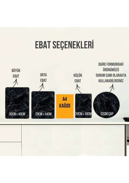 Stark Mermer Görünümlü Cam Kesme Tablası 30 x 40 cm