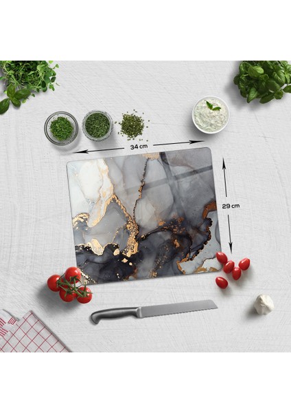 Stark Mermer Görünümlü Cam Kesme Tablası 29 x 34 cm fiyatları
