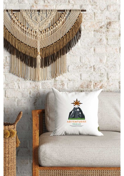 Adventurer Desenli Çift Yön Dijital Baskılı Dekoratif Kırlent Kılıfı Yastık Kılıfı 39 x 39 cm