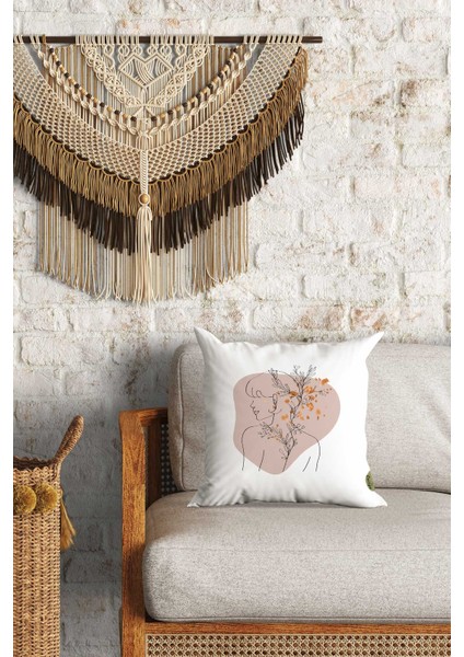 Modern Kadın Desenli Çift Yön Dijital Baskılı Dekoratif Kırlent Kılıfı Yastık Kılıfı 39 x 39 cm