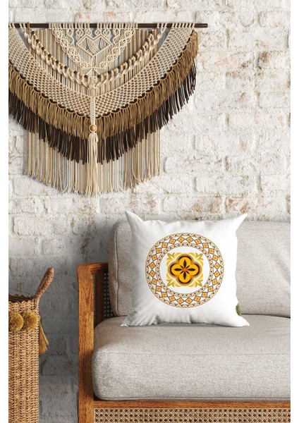 Etnik Motif Desenli Çift Yön Dijital Baskılı Dekoratif Kırlent Kılıfı Yastık Kılıfı 39 x 39 cm