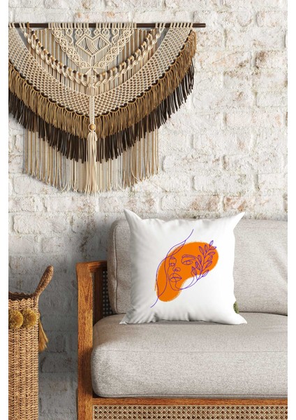 Modern Kadın Silüet Desenli Çift Yön Dijital Baskılı Dekoratif Kırlent Kılıfı Yastık Kılıfı 39 x 39 cm