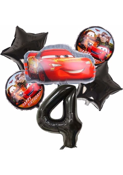 Cars Arabalar Şimşek Mcqueen Yarış Arabası Rakam Konsept Yaş Balon Doğum Günü Set Yaş Balon Set
