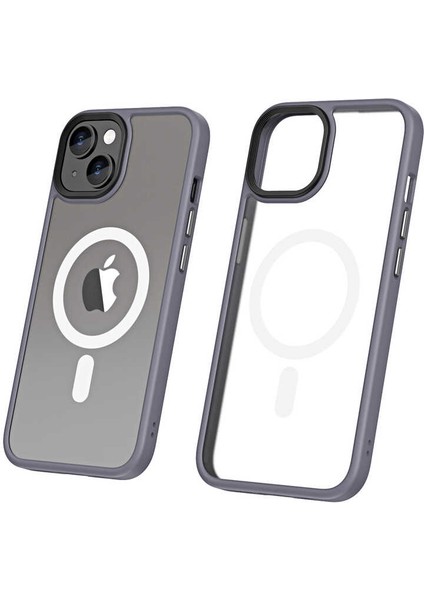 Apple Iphone 14 Pro Max Kılıf Renkli Silikon Kenar Buzlu Magsafeli Hibrit Kapak