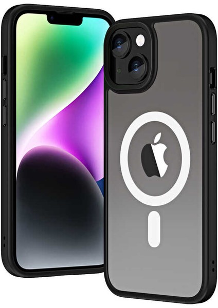 Apple Iphone 14 Pro Max Kılıf Renkli Silikon Kenar Buzlu Magsafeli Hibrit Kapak