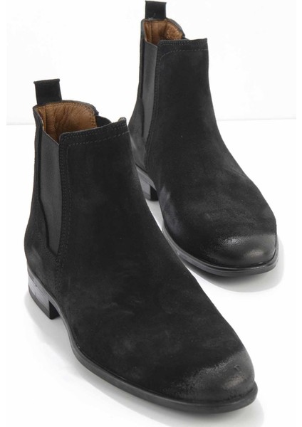 Siyah Süet Leather Erkek Bot & Bootie E02611110102