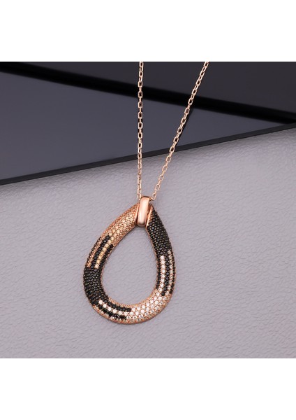 925 Ayar Gümüş Leopar Desenli Damla Kolye