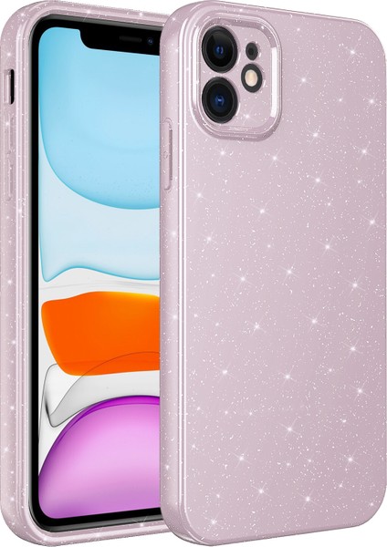Apple Iphone 12 Kılıf Kamera Korumalı Simli Lüx Koton Silikon