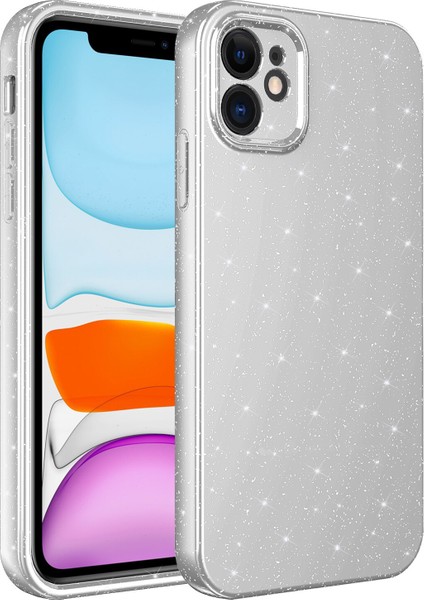 Apple Iphone 12 Kılıf Kamera Korumalı Simli Lüx Koton Silikon