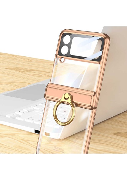 Samsung Galaxy Z Flip 4 Kılıf Renkli Kenarlı Parlak Yüzüklü Kipta Kapak fırsatları