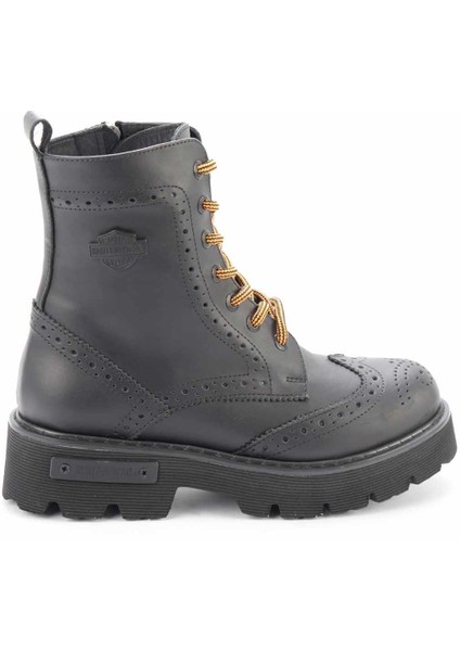 Black Leather Kadın Bot & Bootie HD0777057503