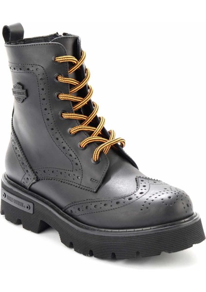 Black Leather Kadın Bot & Bootie HD0777057503