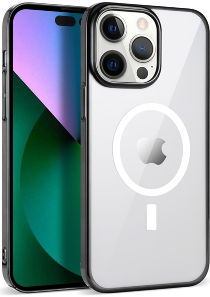 Apple Iphone 13 Pro Max Kılıf Renkli Kenarlı Magsafeli Sert Pixel Kapak
