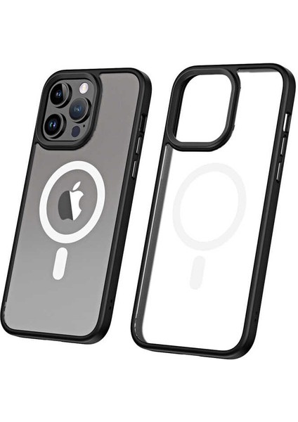 Apple Iphone 13 Pro Max Kılıf Renkli Silikon Kenar Buzlu Magsafeli Hibrit Kapak