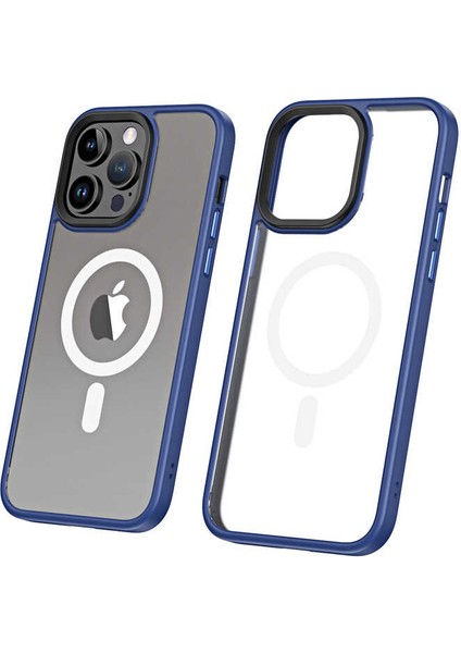 Apple Iphone 13 Pro Max Kılıf Renkli Silikon Kenar Buzlu Magsafeli Hibrit Kapak