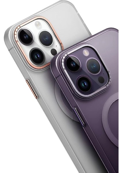 Apple Iphone 14 Pro Kılıf Kamera Korumalı Buzlu Magsafeli Tuval Kapak
