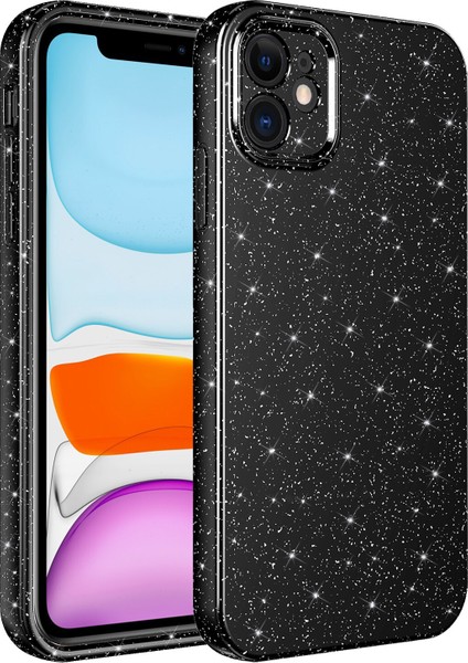 Apple Iphone 12 Kılıf Kamera Korumalı Simli Lüx Koton Silikon