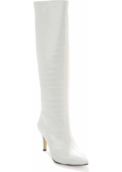 Beyaz Kroko Kadın Çizme K03240165011 fırsatları