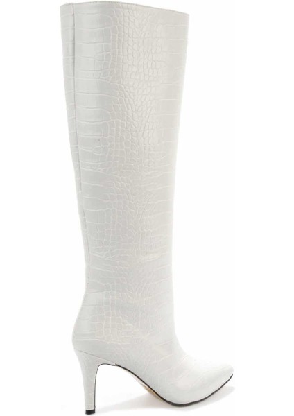Beyaz Kroko Kadın Çizme K03240165011 indirimleri