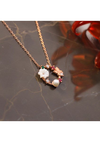 925 Ayar Gümüş Manolya Bahçesi Kolye