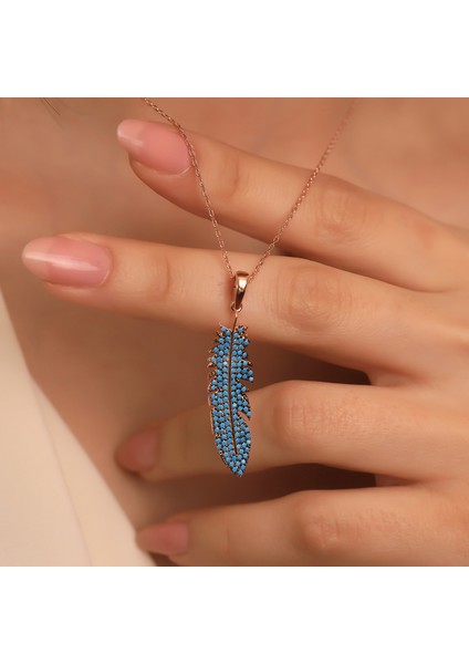 925 Ayar Gümüş Firuze Taşlı Tüy Kolye fiyatları