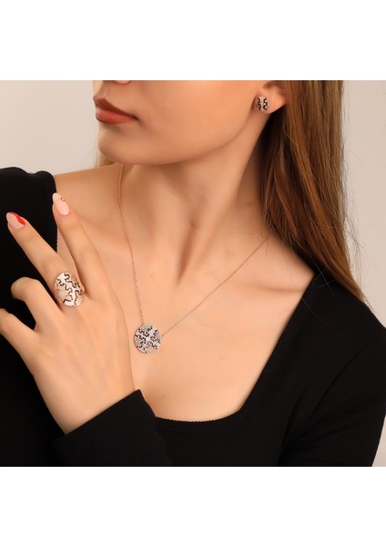 925 Ayar Gümüş Leopar Desen Set modelleri