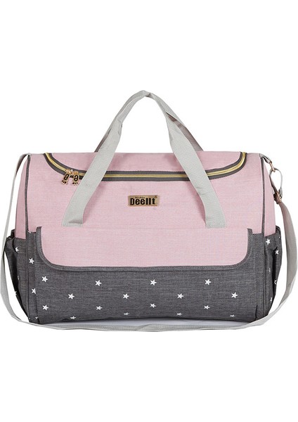 Büyük Kapasiteli Bebek Bakım Çantası - Pembe/gri (Yurt Dışından)
