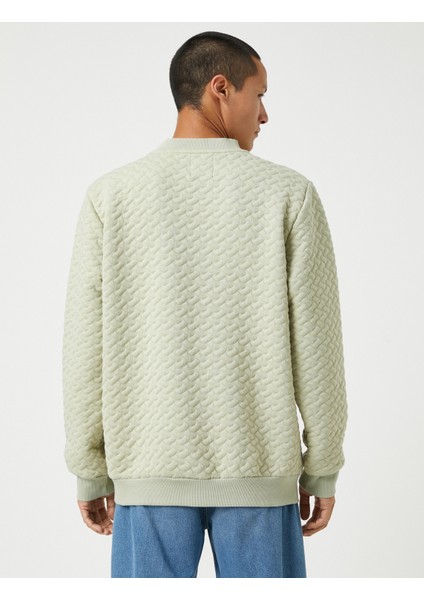 Basic Dokulu Sweatshirt Bisiklet Yaka Uzun Kollu fırsatları