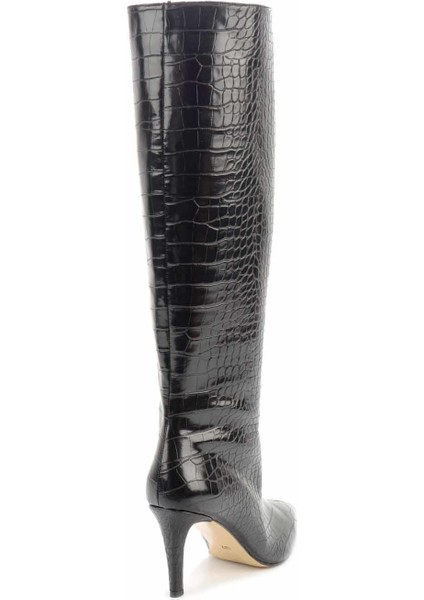 Siyah Kroko Kadın Çizme K03240165011 fırsatları