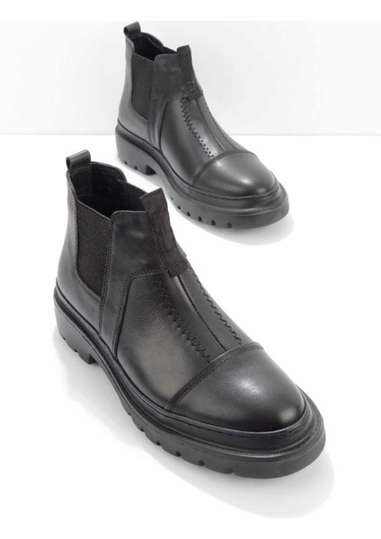 Siyah Leather Erkek Bot & Bootie E02107050203