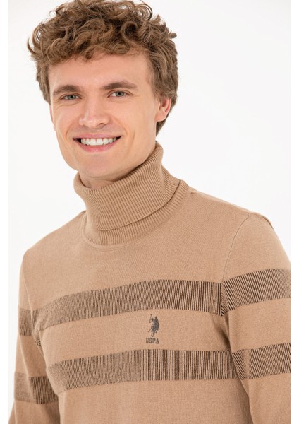 Erkek Camel Melanj Triko Kazak 50260561-VR122 fiyatları