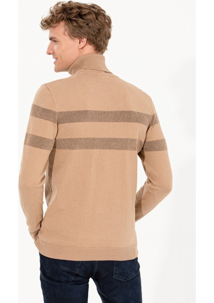 Erkek Camel Melanj Triko Kazak 50260561-VR122 indirimleri