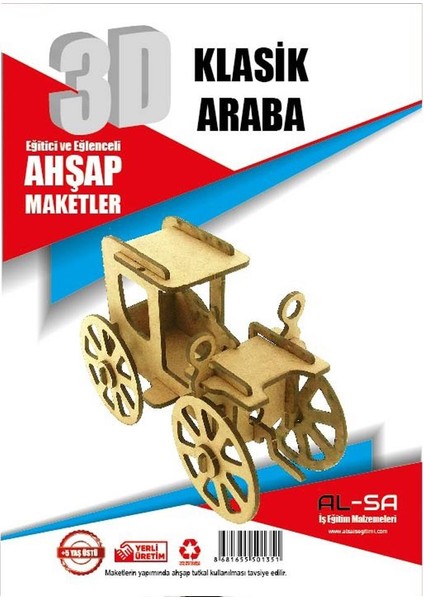 3D Ahşap Klasik Araba Maketi