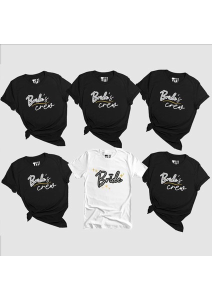 Bride Crew Yazılı Gelinler ve Arkadaşları Için Pamuklu Tshirt modelleri