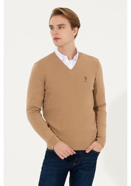 Erkek Camel Melanj Triko Kazak 50258314-VR122