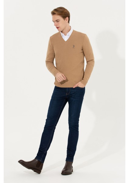 Erkek Camel Melanj Triko Kazak 50258314-VR122
