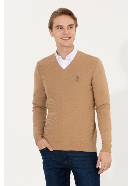 Erkek Camel Melanj Triko Kazak 50258314-VR122