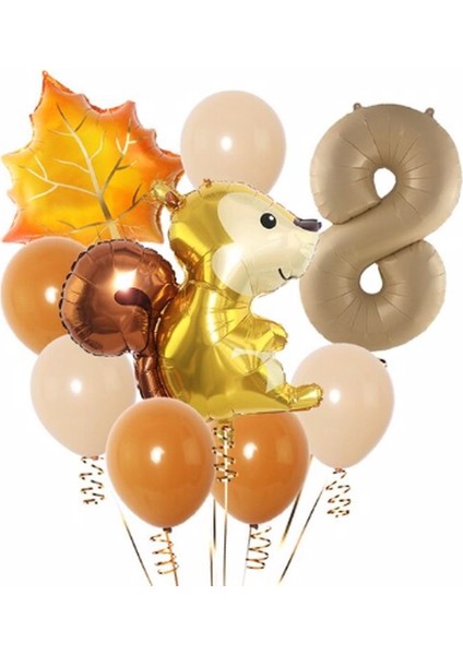 Sincap Sonbahar Woodland Orman Hayvanları Yaş Balon Konsept Doğum Günü Set Yaş Balon Set