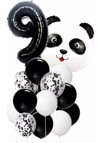 Panda Yaş Balon Set Yıldız Balon Folyo Set Konsept Doğum Günü Set Yaş Balon Set