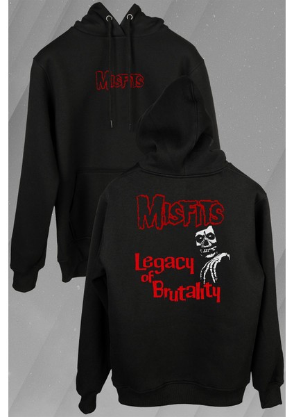The Misfits Legacy Of Brutality Punk Rock Ön ve Arka Baskılı Sweatshirt Unisex Kapüşonlu Hoodie
