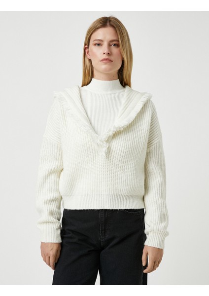 Şahika Ercümen x Koton - Kapüşonlu Oversize Örgü Kazak fırsatları