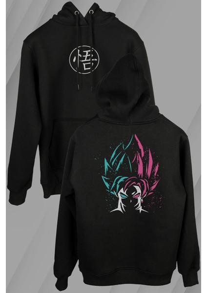 Dragon Ball Z Son Goku Ön ve Arka Baskılı Sweatshirt Unisex Kapüşonlu Hoodie