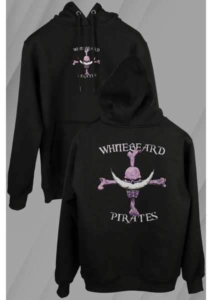 Whitebeard Amiral Prates One Piece Luffy Ön ve Arka Baskılı Sweatshirt Unisex Kapüşonlu Hoodie