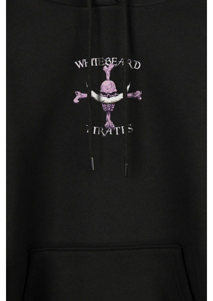 Whitebeard Amiral Prates One Piece Luffy Ön ve Arka Baskılı Sweatshirt Unisex Kapüşonlu Hoodie
