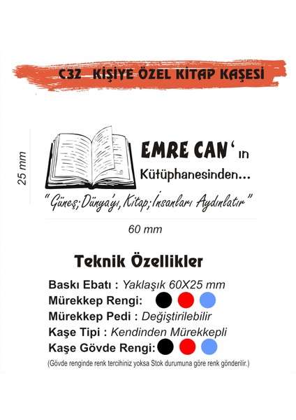Kitap Kurtlarına ve Kişiye Özel Kitap Kaşesi Kitap Mühürü