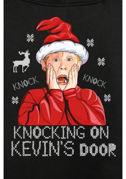 Home Alone Evde Tek Başına Yeniyıl Knock Kevin Merry Xmas Yılbaşı Ön ve Arka Baskılı Sweatshirt Unisex Kapüşonlu Hoodie modelleri