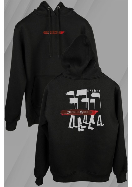 Depeche Mode Spirit New Wave Grey Charcoal Ön ve Arka Baskılı Sweatshirt Unisex Kapüşonlu Hoodie