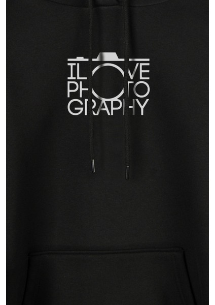 I Love Photography Fotoğrafçı Canon Nikon Ön ve Arka Baskılı Sweatshirt Unisex Kapüşonlu Hoodie modelleri